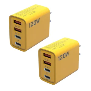 2Pack 120W 4 Port USB Type C Double PD Fast Charger