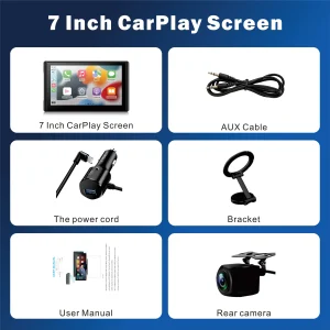 7'' Wireless CarPlay Android Auto Screen Touchscreen w/ Bluetooth Navigation Magnetic Mount