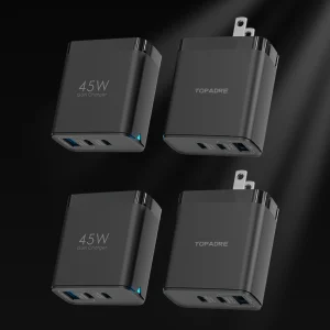 2packs 45W 3 Port USB Charger Type C Fast Charge Mobile Phone Adapter
