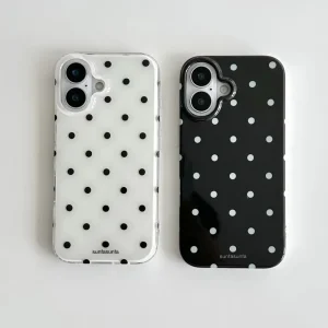Minimalist Black White Polka Dot Phone Case For iPhone Shockproof Silicone Back Cover
