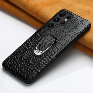 Genuine Cowhide Leather Bracket Phone Case For Samsung Galaxy
