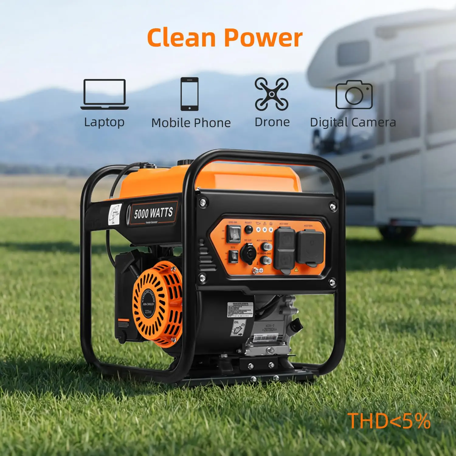 5000-Watts Portable Inverter Generator, - Image 2