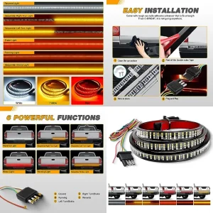 Truck Tailgate Light Bar 48" Triple Row 360